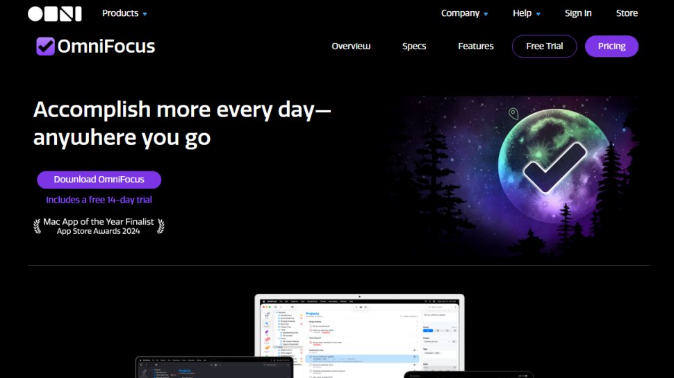 Website screenshot of OmniFocus (September, 2025)