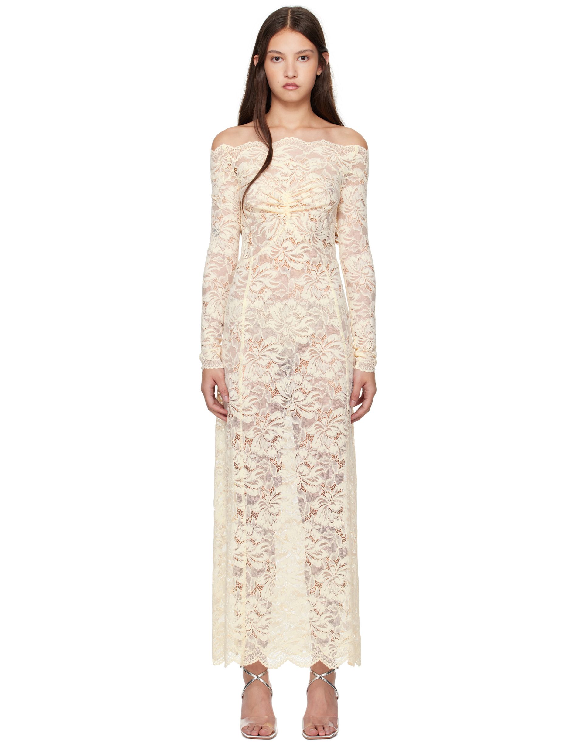 Rabanne, Beige Lace Maxi Dress