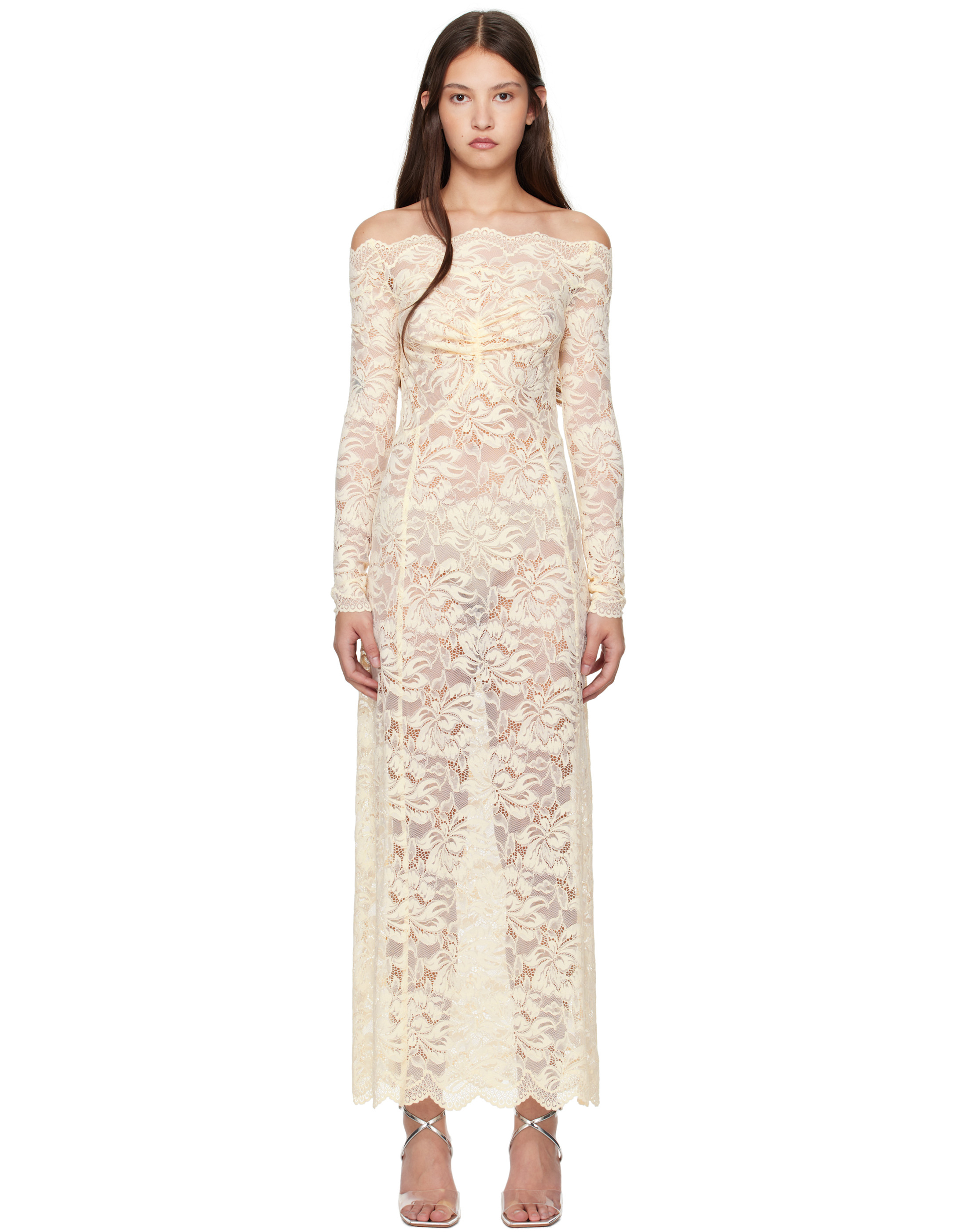 Rabanne, Beige Lace Maxi Dress