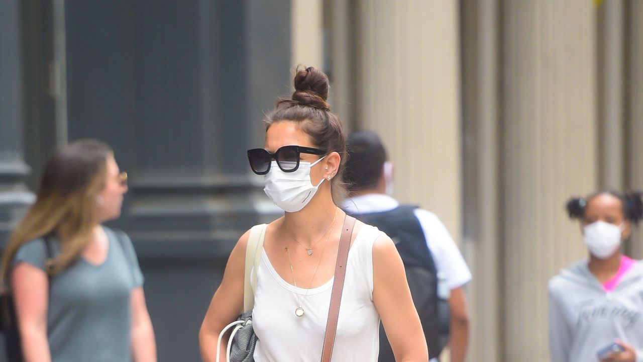 new york, ny june 14 katie holmes is seen on june 14, 2021 in new york city photo by raymond hallgc images