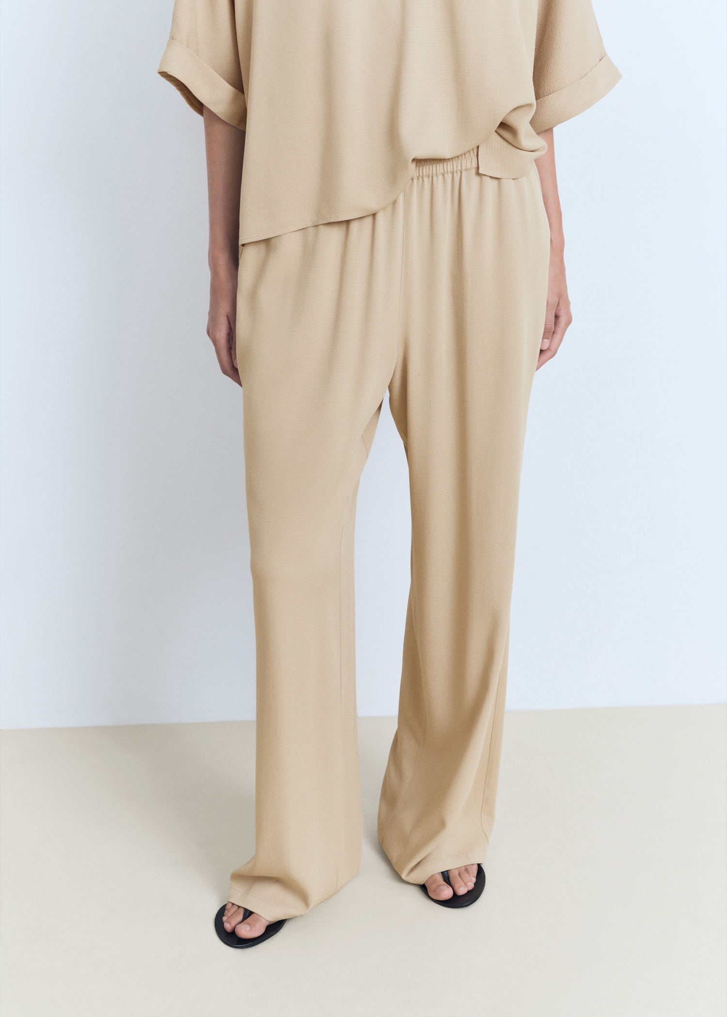 Straight-Fit Pants With Elastic Waist - Women | Mango Usa