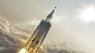 Illustration of Space Launch System Launching