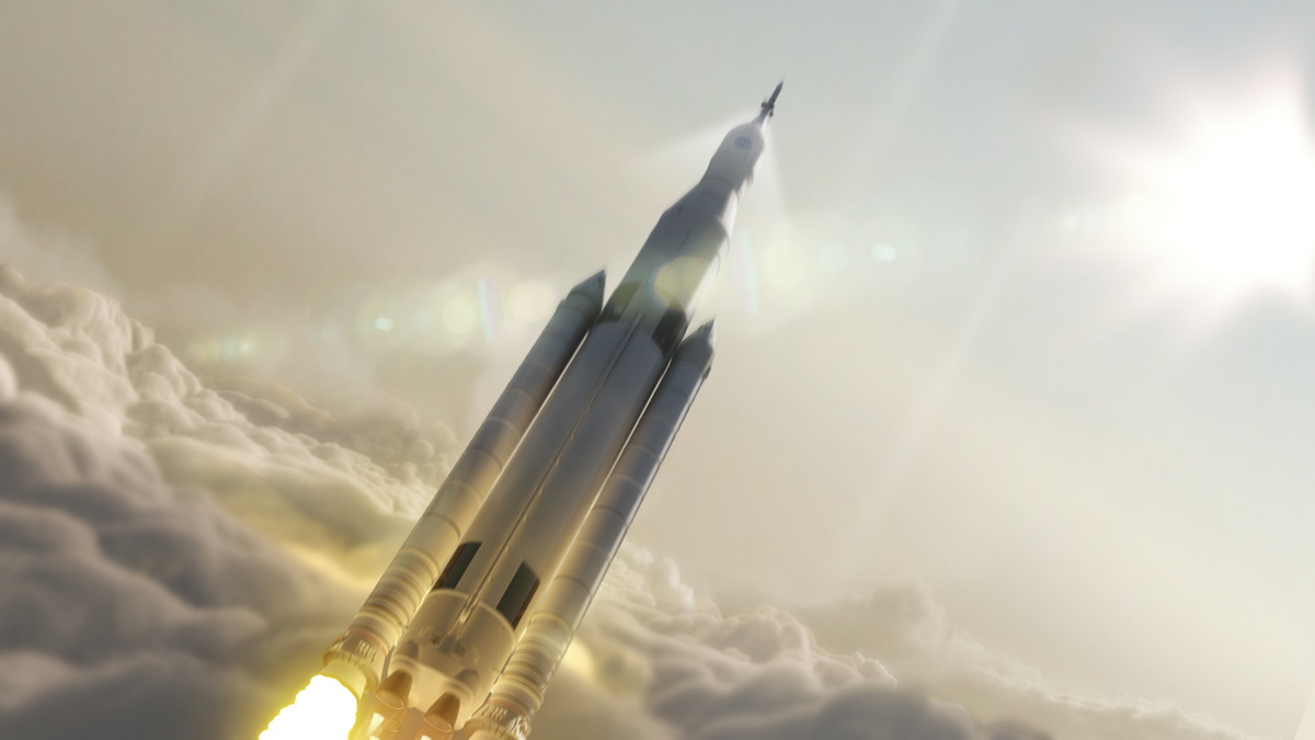 Illustration of Space Launch System Launching