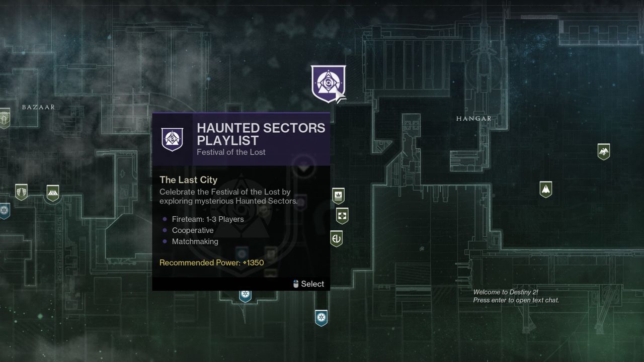 Destiny 2 Spectral Pages - Haunted Sector activity marker