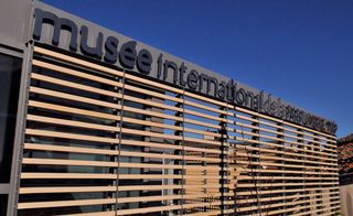 daytime, outside image of the Musée International de la Parfumerie, Grasse, clear blue sky