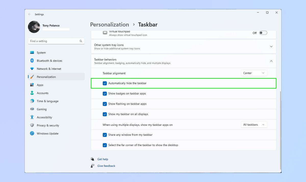 How to hide the taskbar in Windows 11 | Tom's Guide