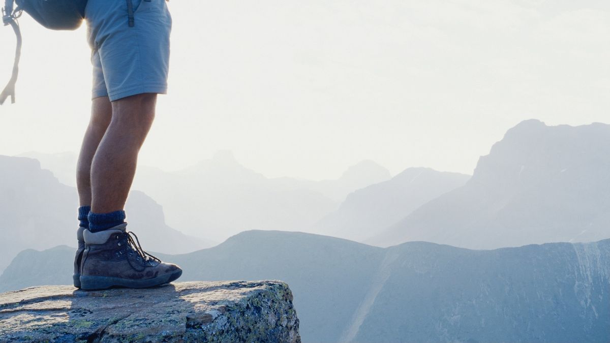 hiker&#039;s feet and legs