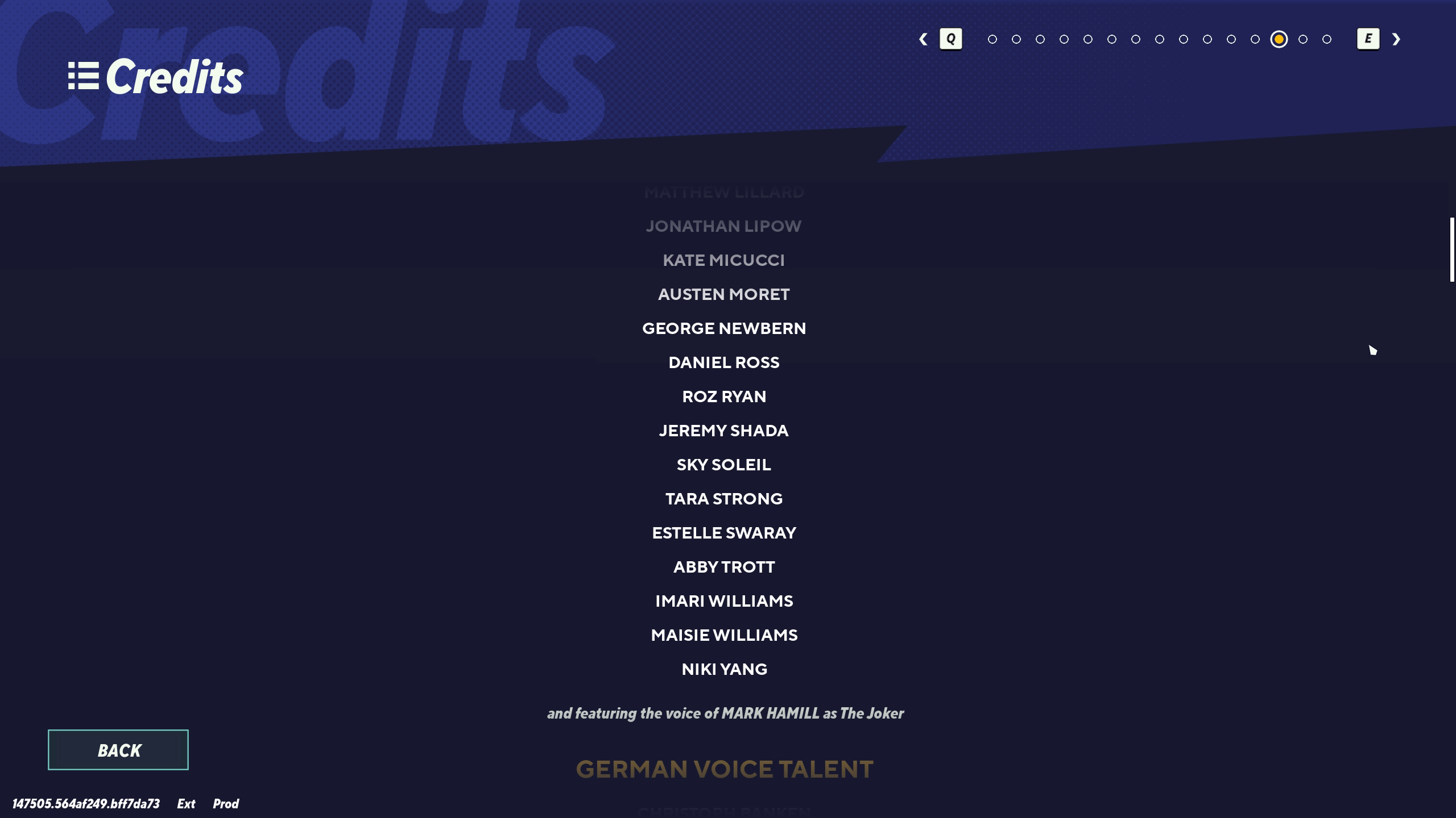 MultiVersus credits for the English voice talent, notably missing Justin Roiland.
