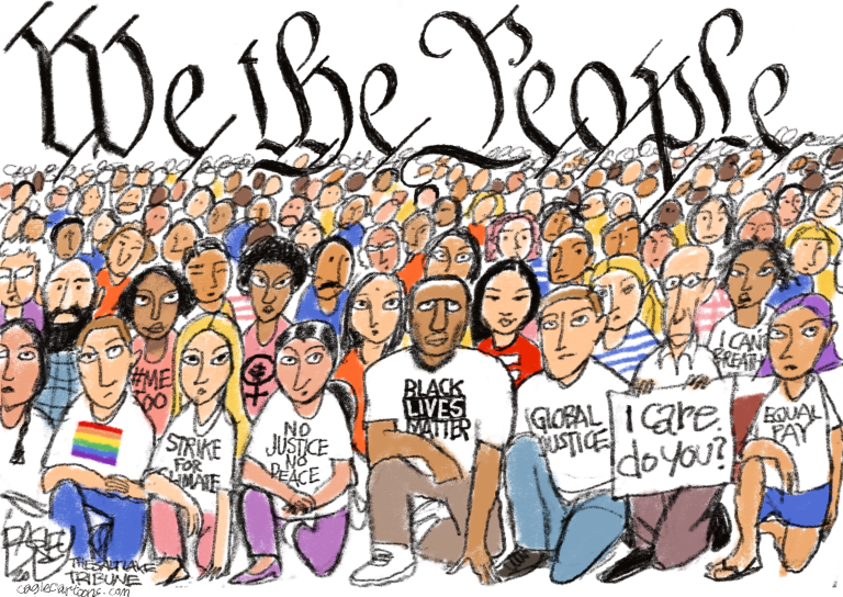 Editorial Cartoon U.S. George Floyd protests diversity we the people