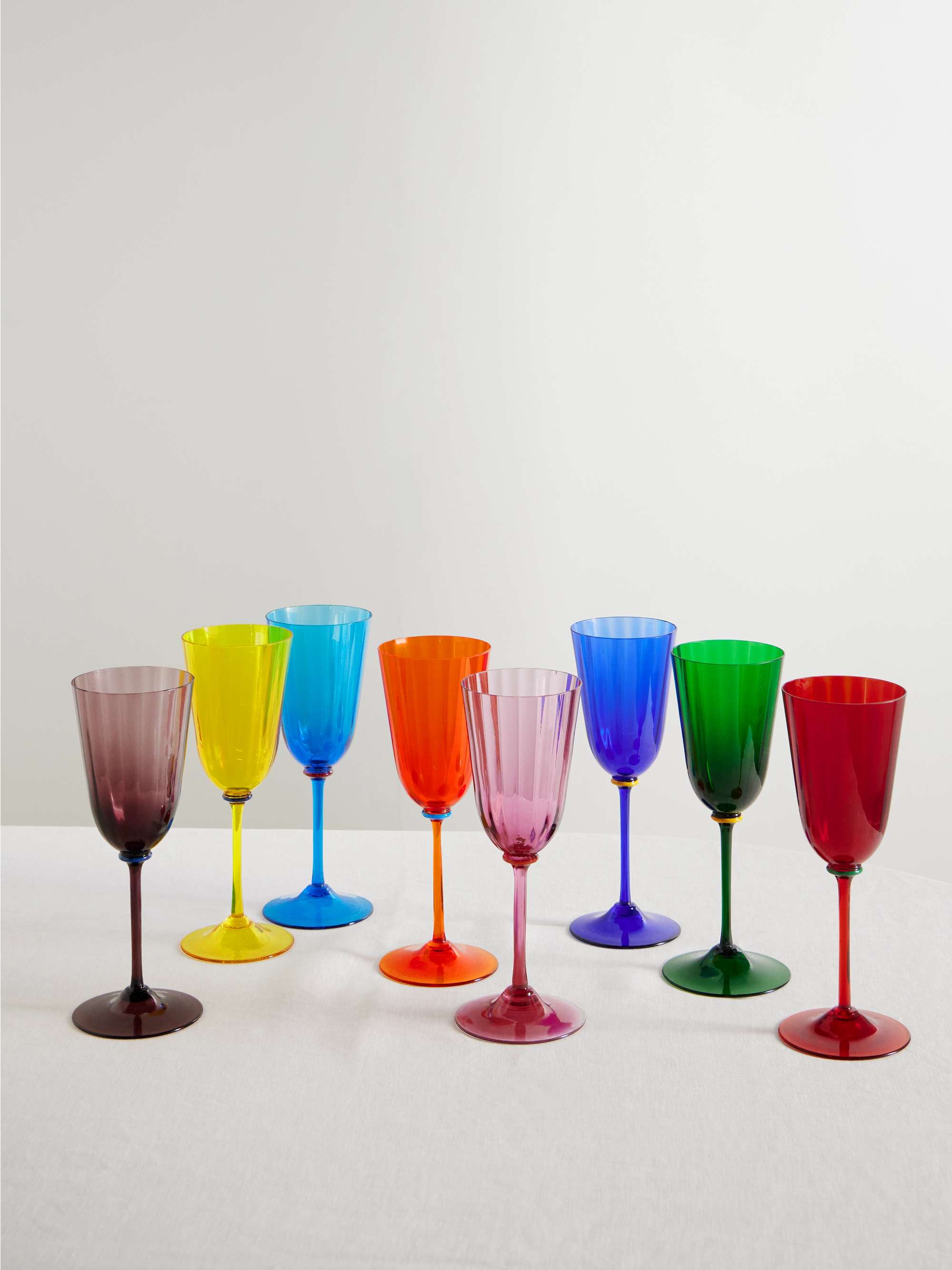 Set of Eight Murano Wine Glasses