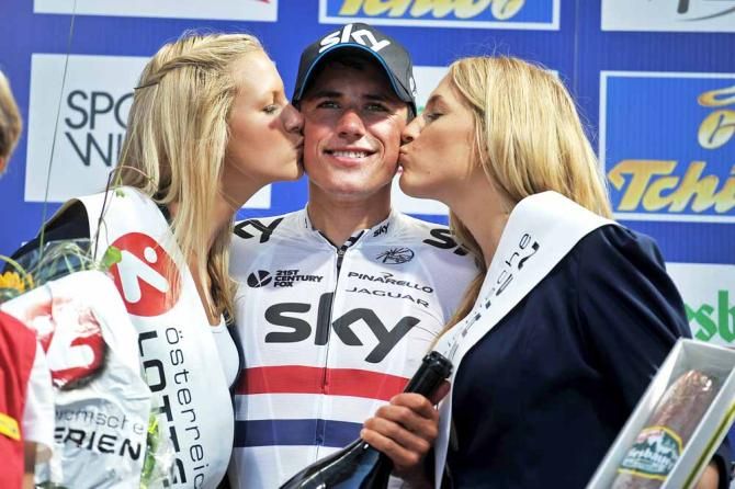 British champion Peter Kennaugh (Sky) won his first race in that jersey in Austria