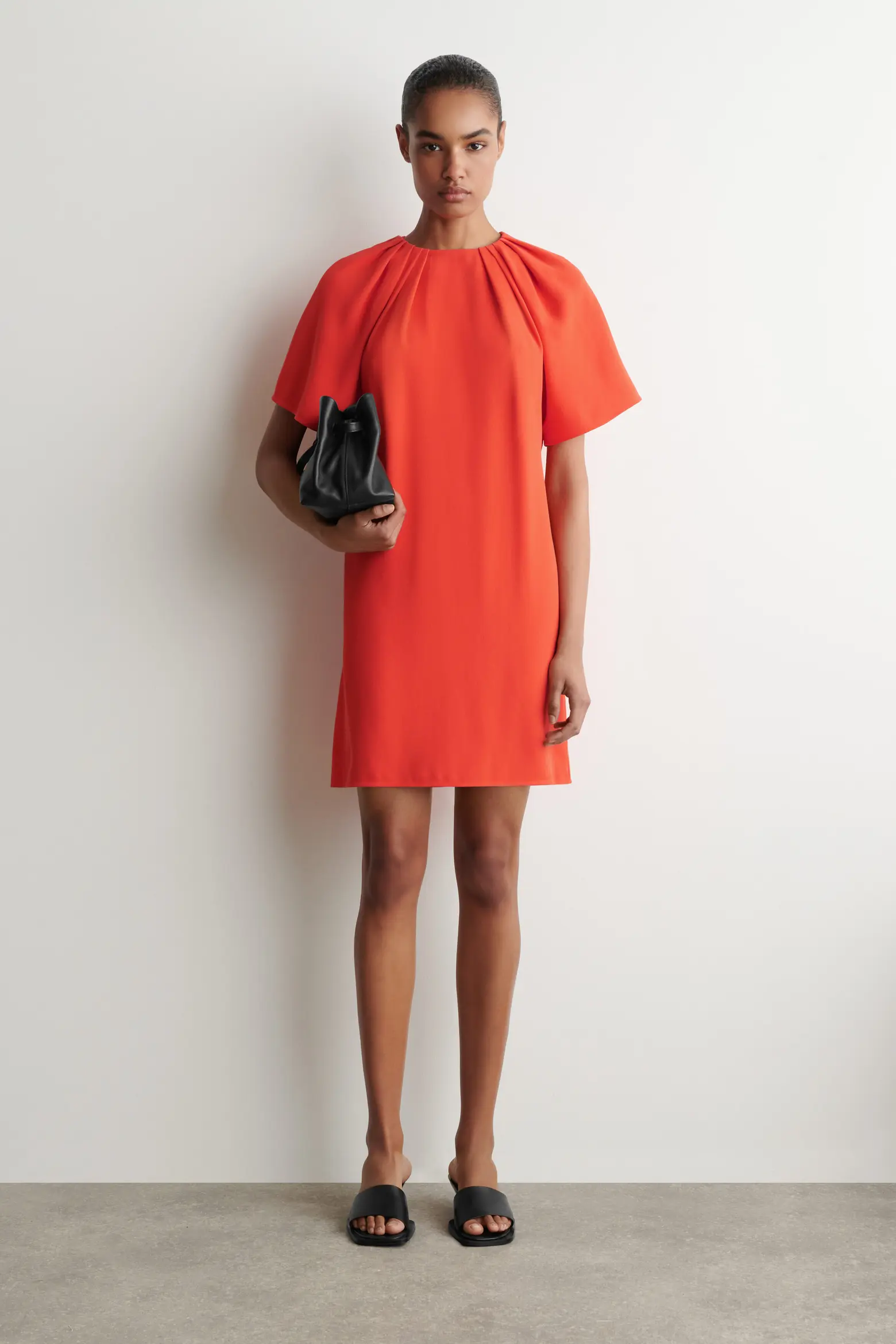 COS, Gathered Short-Sleeved Mini Dress