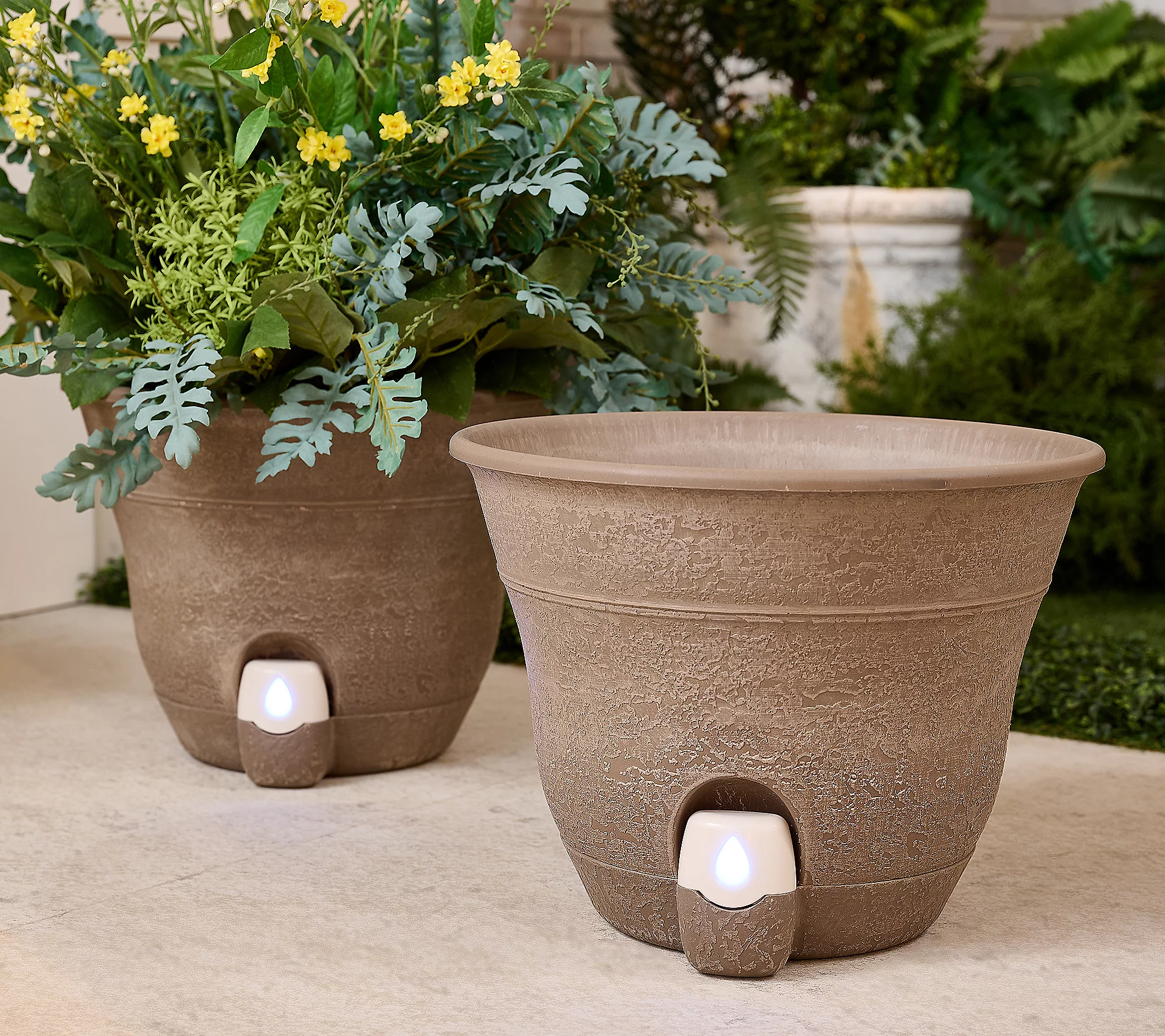 Bernini Set of 2 Firmastone 15" Self-Watering Smart Planters