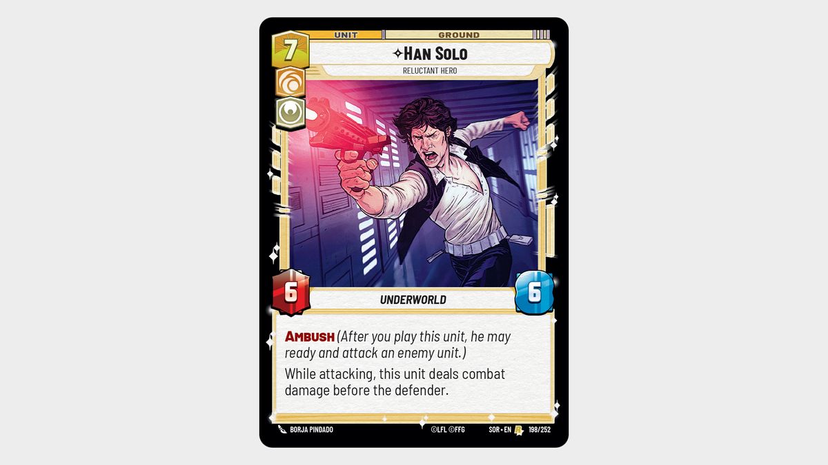 Star Wars: Unlimited Han Solo card on a plain background