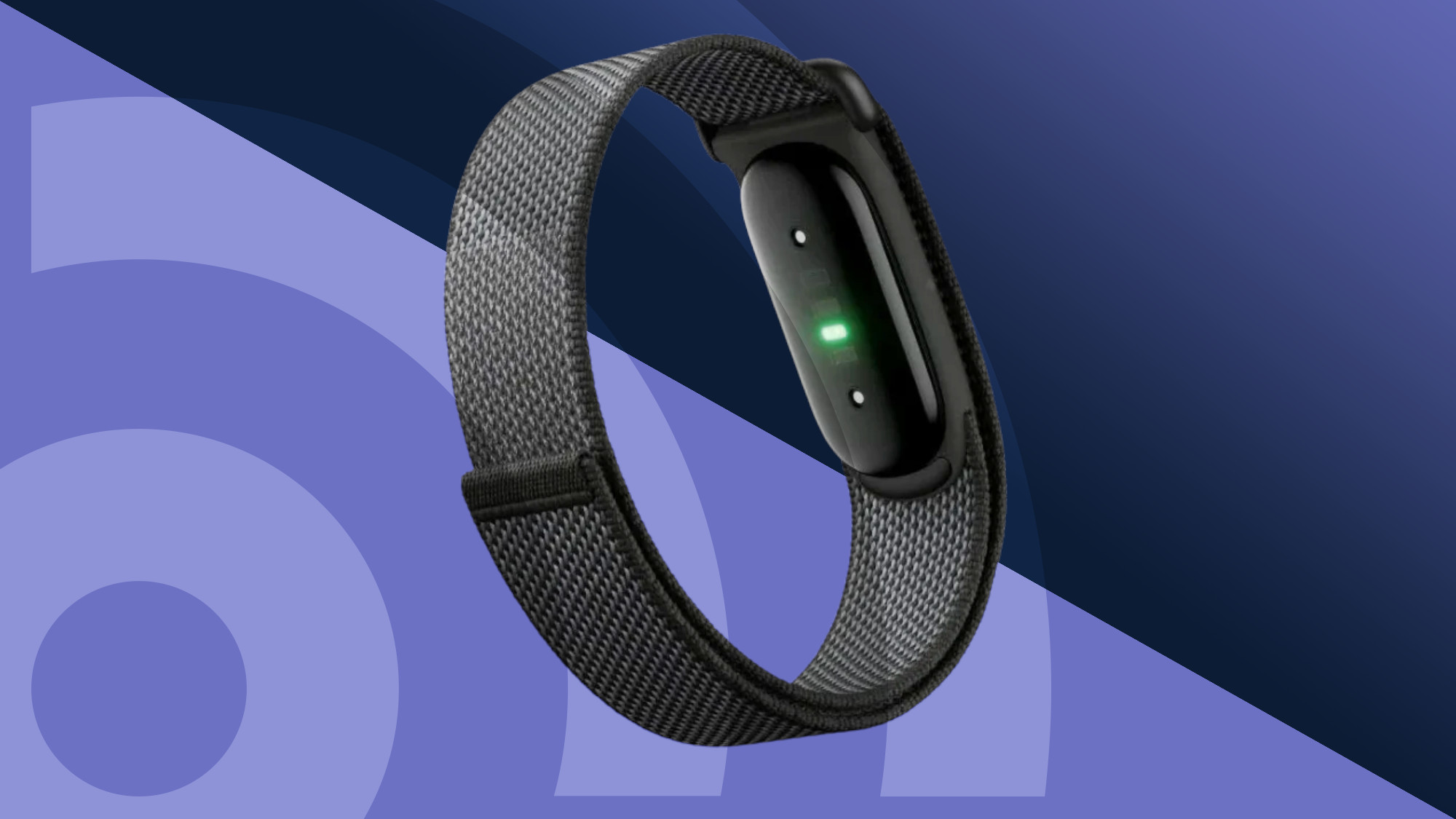 the Google Fitbit Air on top of a purple background