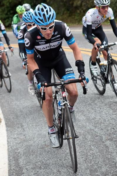 Dave Zabriskie (Garmin-Cervelo) doing some work for the team on the climb.