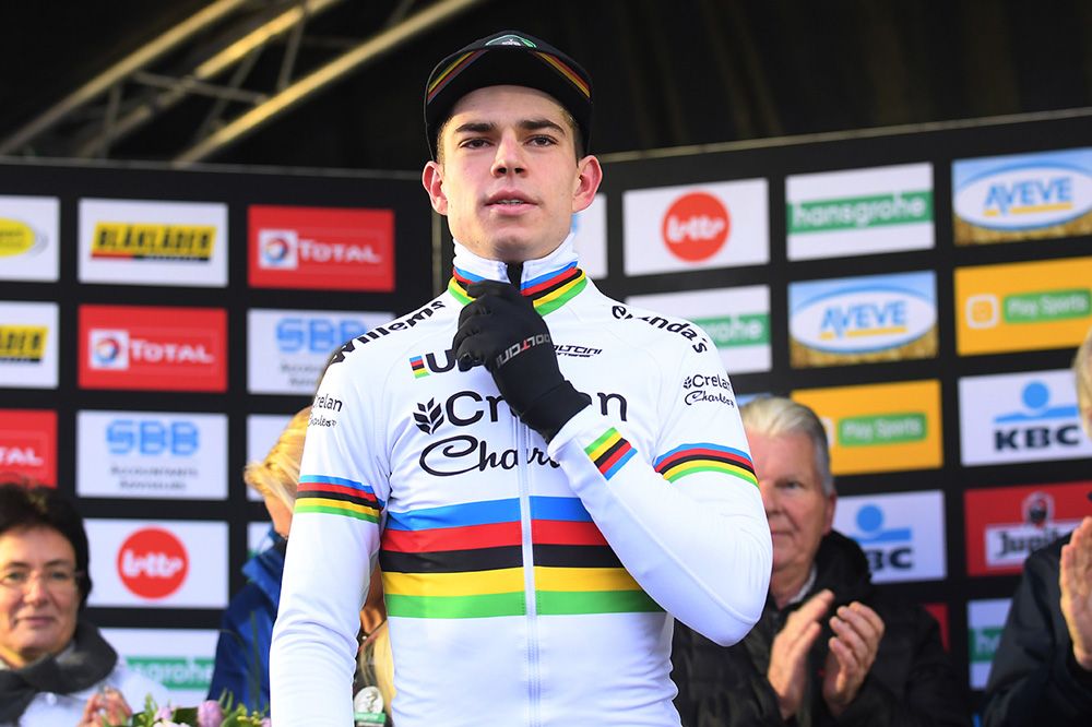 Wout Van Aert (Crelan-Charles) on the podium