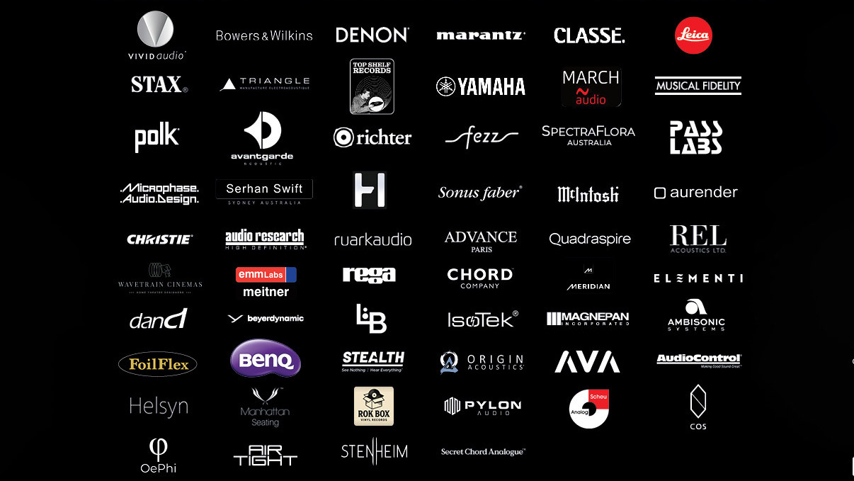 Assortment of hi-fi brand logos.
