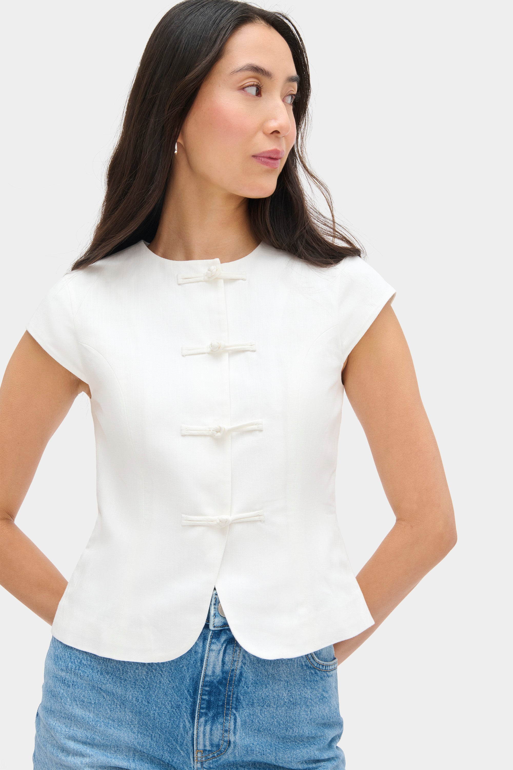 Connie Round Neck Linen Top