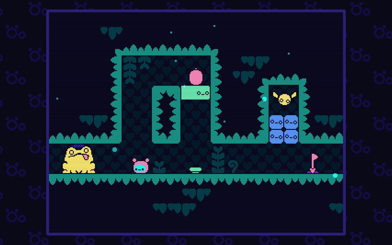 A screenshot from &amp;Ouml;oo showing the player-character stuck in a forest-themed room