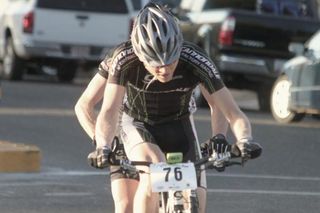 Alex Grant (Cannondale) races in the Whiskey Fat Tire Crit.