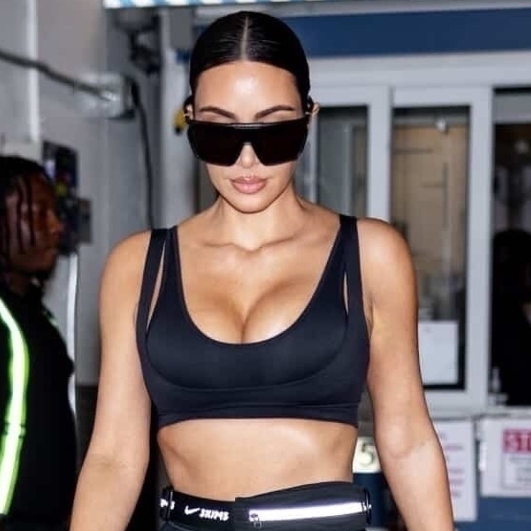 Kim Kardashian wore all-black pantaboots to celebrate the launch of NikeSKIMS