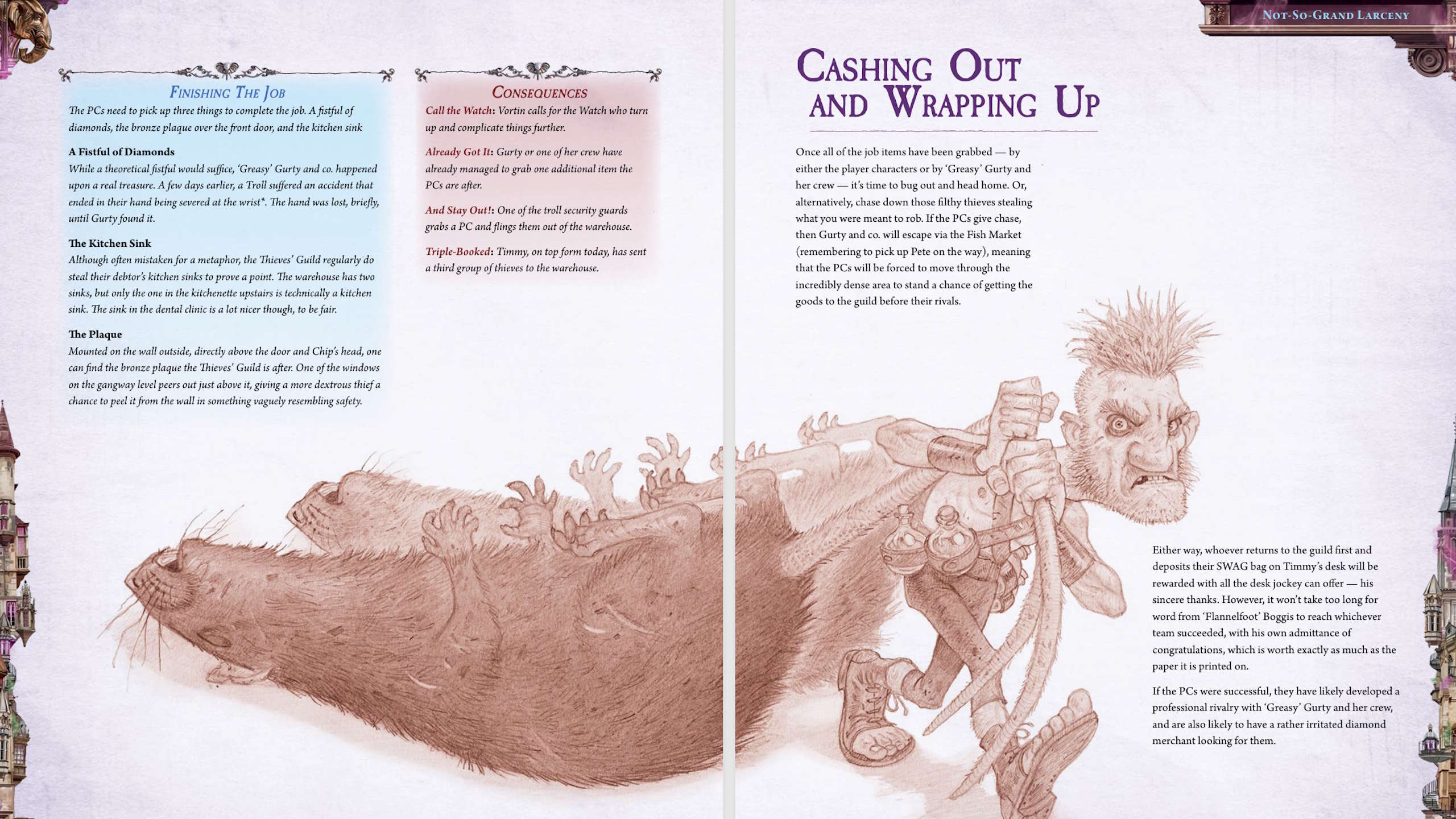 Interior art and text from Discworld: Adventures in Ankh-Morpork