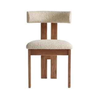 Ayaina Upholstered Dining Chair in wood with white cushion