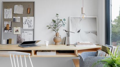 Home office with scandi style and large window