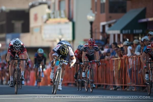 A close sprint finish.