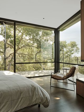 Views from the bedroom at Round House by Feldman architecture