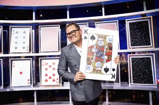 Alan Carr hosting Play Your Cards Right for his Epic Gameshow