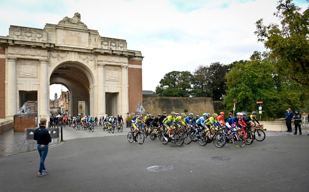 Illustration picture shows the start of the GentWevelgem In Flanders Fields one day cycling race 2325 km Sunday 11 October 2020 in Ieper BELGA PHOTO DIRK WAEM Photo by DIRK WAEMBELGA MAGAFP via Getty Images