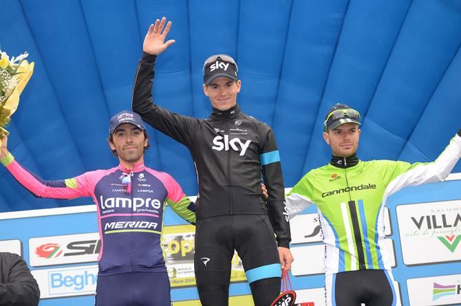The stage 1a podium in Coppi e Bartali