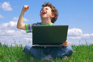 angry kid with computer