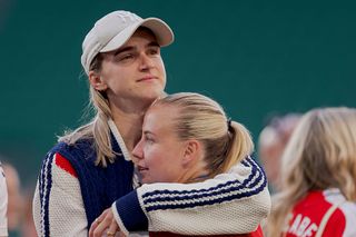 Vivianne Miedema, Beth Mead of Arsenal Women celebrating the UEFA Champions League Women victory during the UEFA Champions League Women match between Arsenal Women v FC Barcelona Women at the Estadio Jose Alvalade on May 24, 2025 in Lisbon Portugal