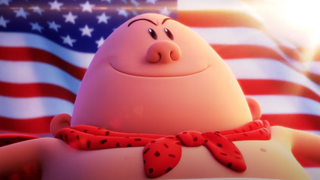 Captain Underpants in front of American Flag