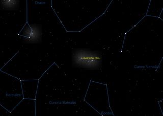 The Quadrantid meteor shower sky map, eastern sky.
