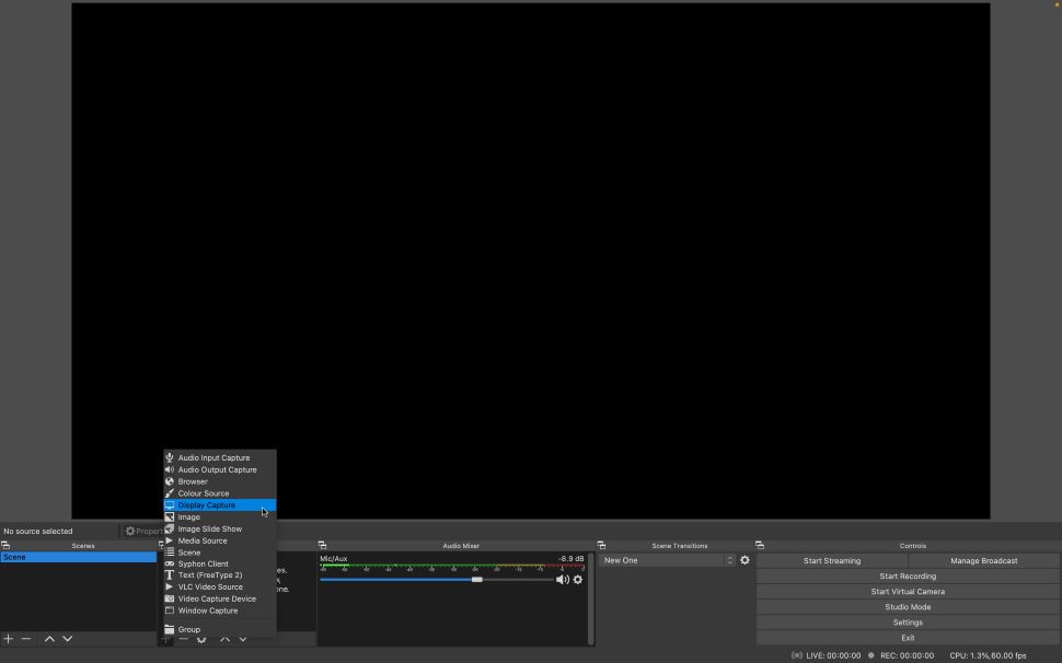 Pictured: Screenshot of OBS Studio's free streaming software