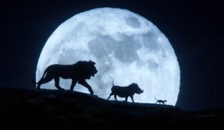 The Lion King simba timon pumbaa in front of moon 2019