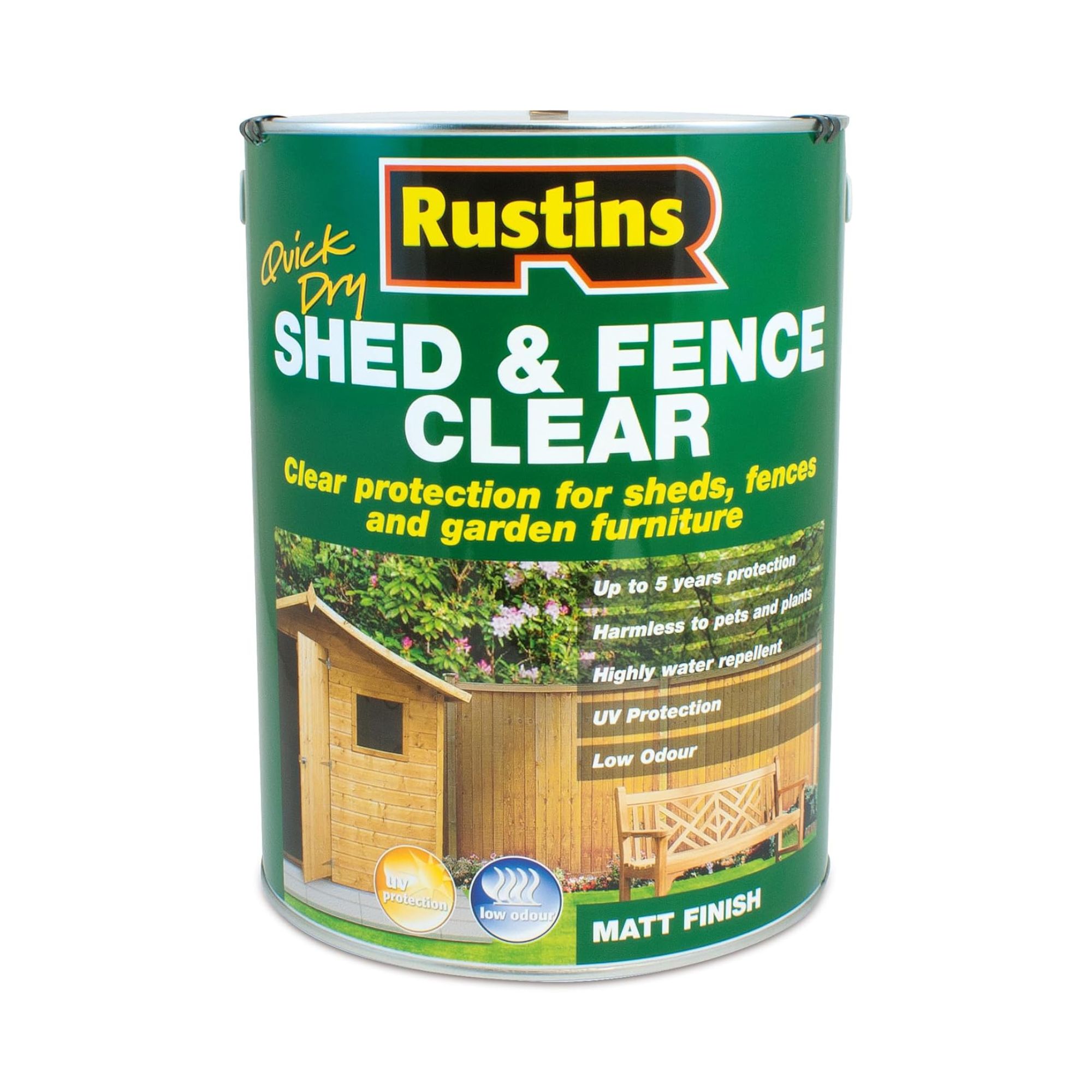 Rustins Shed & Fence Clear 5L - Advanced Wood Protector 