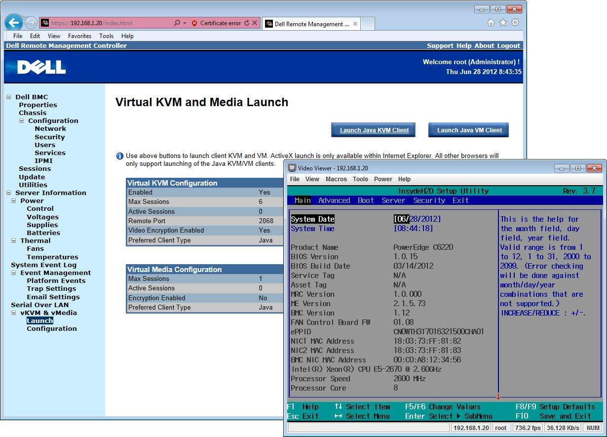 Dell PowerEdge C6220 - Node remote control