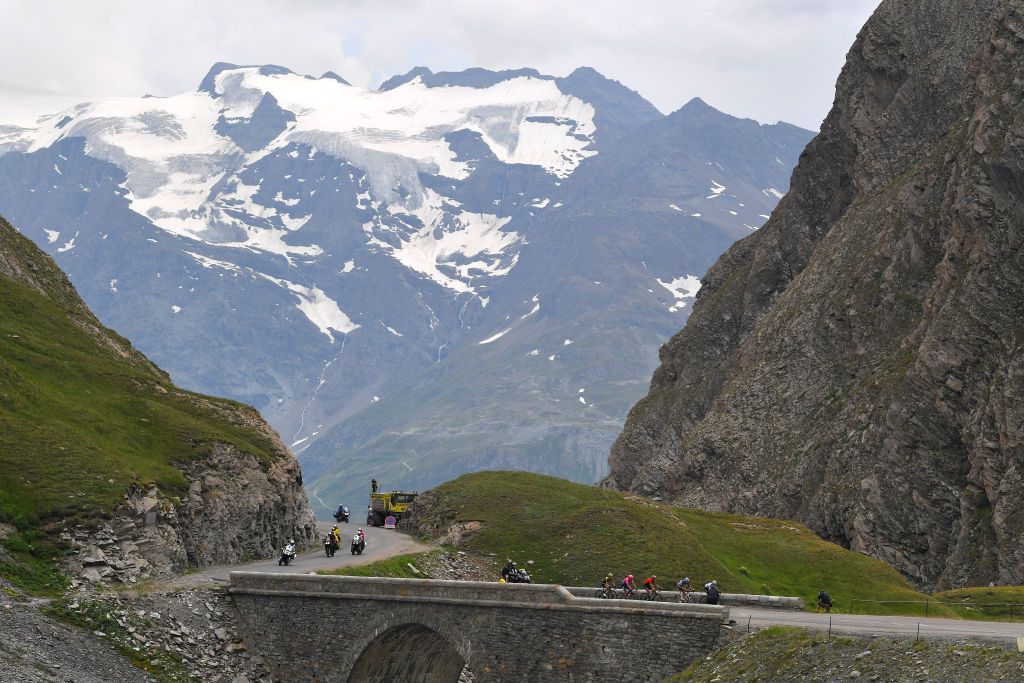 The view up to the Col d'Iseran earlier on stage 19 of the Tour de France