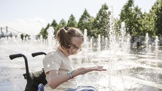 Disabled child in wheelchair