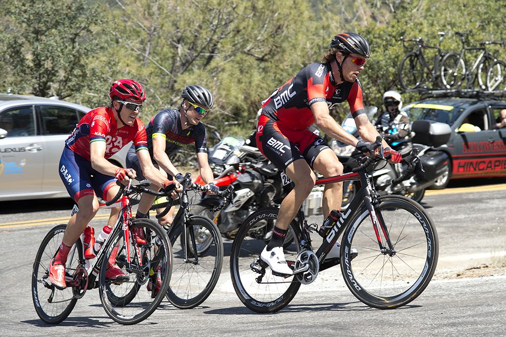 Daniel Oss (BMC), Travis Meyer (Drapac) and Toms Skujins (Hincapie) in the break