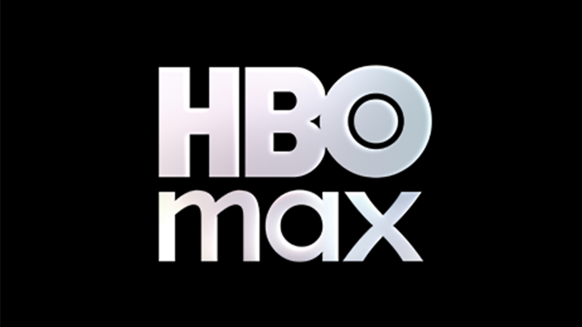 The HBO Max logo in silver on a black background.