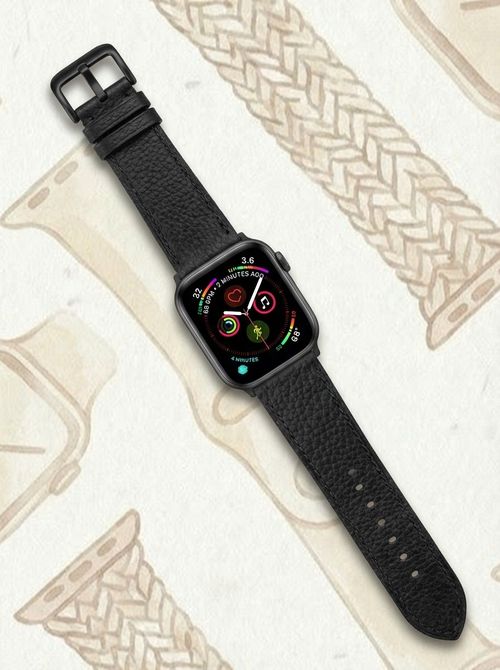 2-in-1 Italian leather band, black/red (40mm, 42mm, 44mm, 46mm, 49mm)