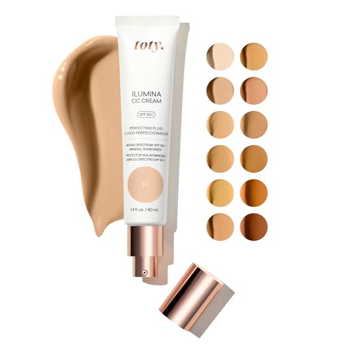 Toty by Sofia Vergara - Lumina Cc Cream Spf 50+, 100% Mineral Color Correcting Cream - Medium Coverage Foundation &amp;amp; Broad Spectrum Sunscreen for Face - Non Comedogenic - 1c Ivory Nude