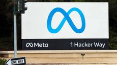Meta logo on sign outside of headquarters