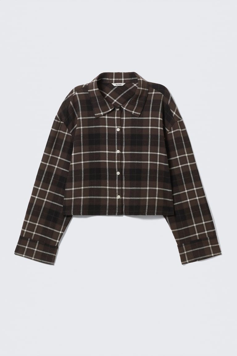 Cropped Checked Flannel Shirt